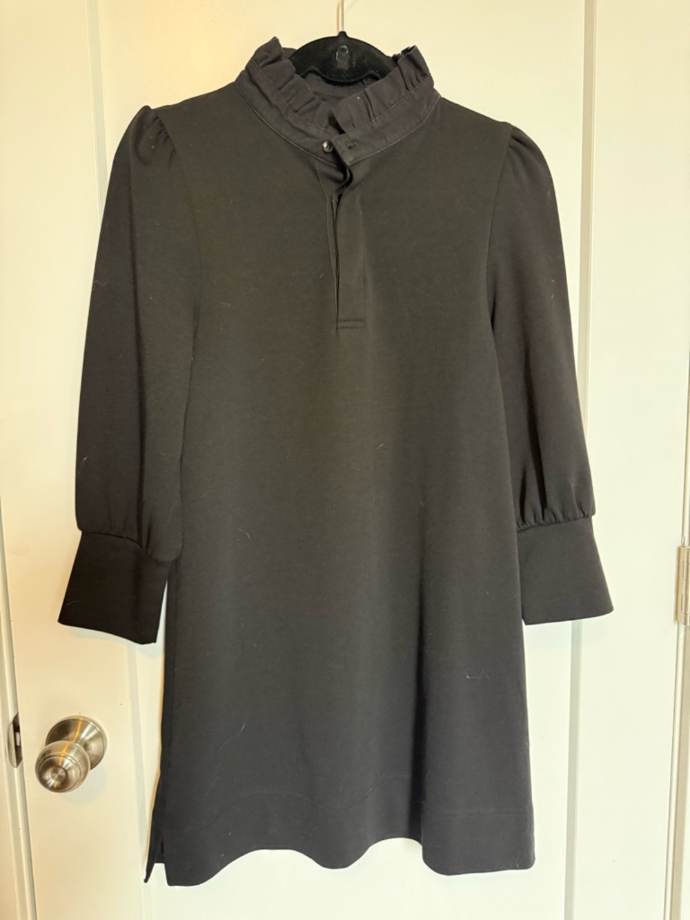 Pomander Place Black Ruffled Collar Top